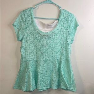 #47 No Boundaries Seafoam Green Peplum Top with Scoop Neckline Size XXL (19)